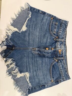 wild fable Distressed Frayed Hem Denim Shorts - Blue